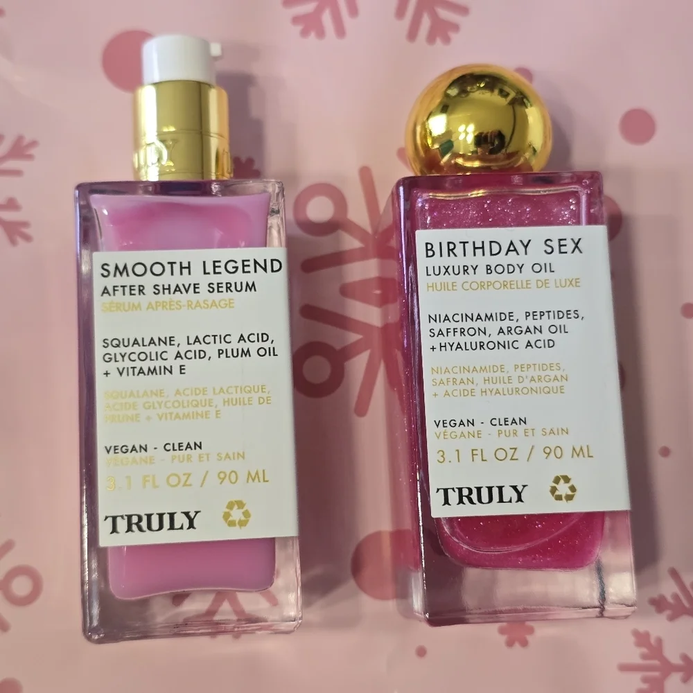 TRULY Pink Birthday Sex Luxury Body Oil And TRULY Smooth Legend Serum NWOB